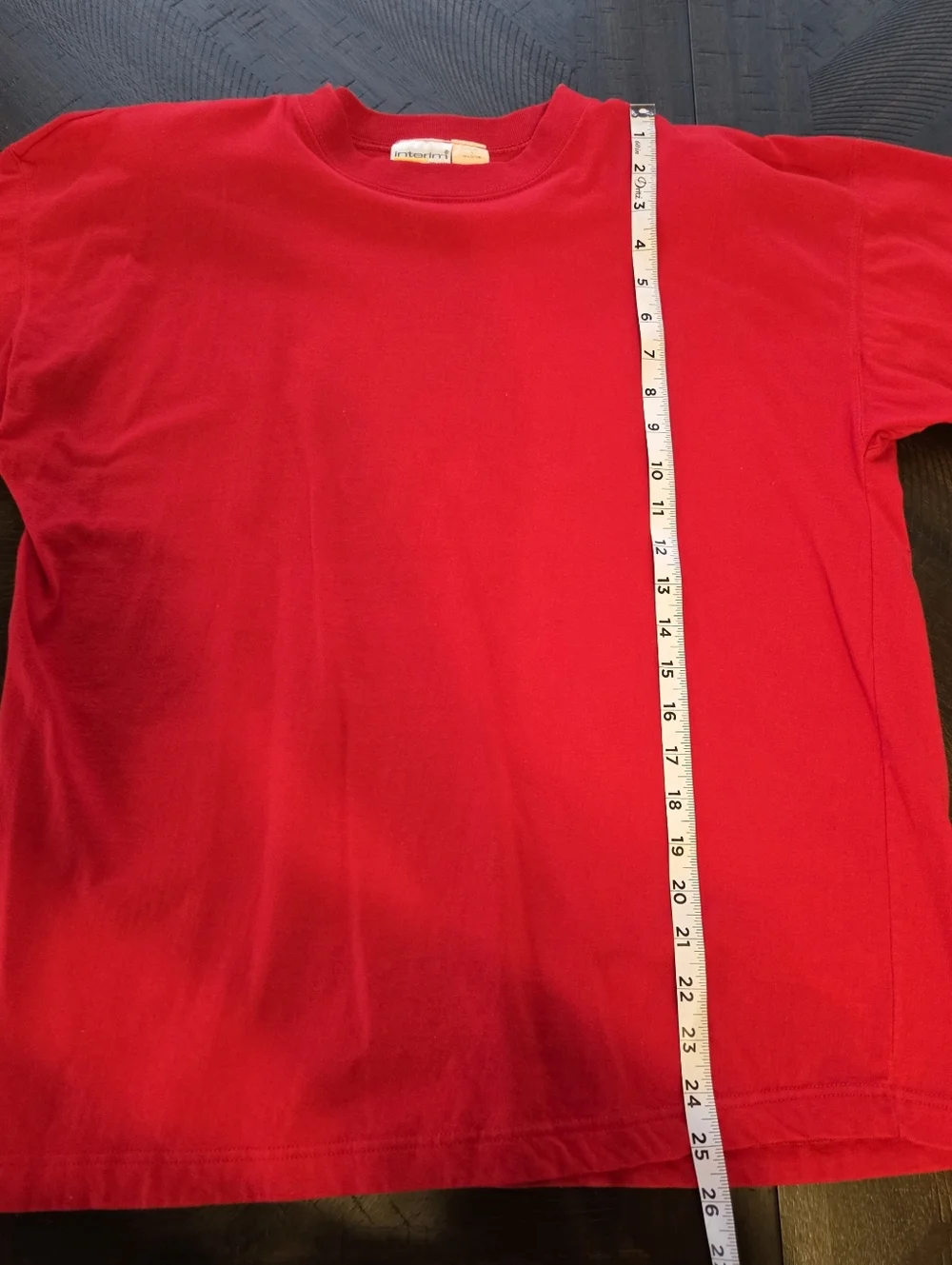 Vintage 90s Interim Red Blank T-Shirt Large Made in Egypt 100% Cotton